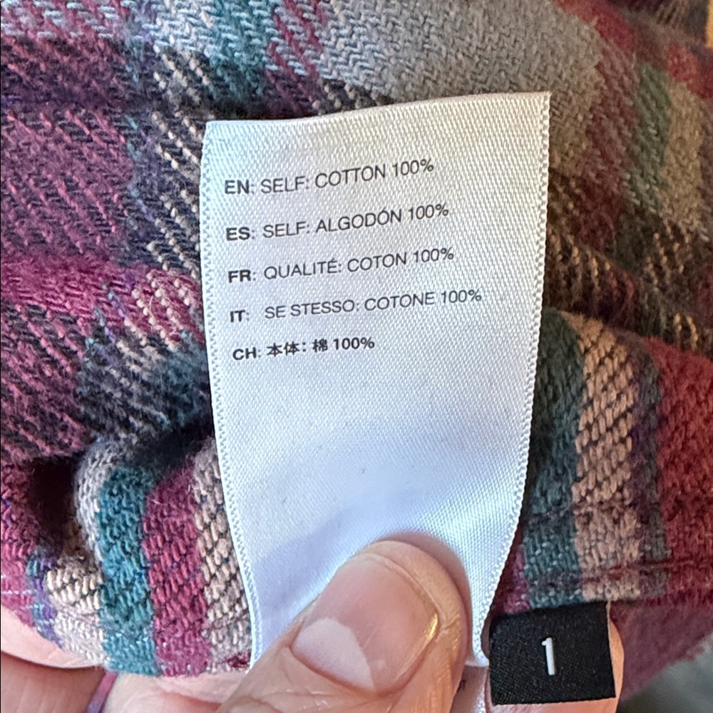 John Elliott Plaid Button-Down Shirt in Purple and Red - Picture 9 of 11